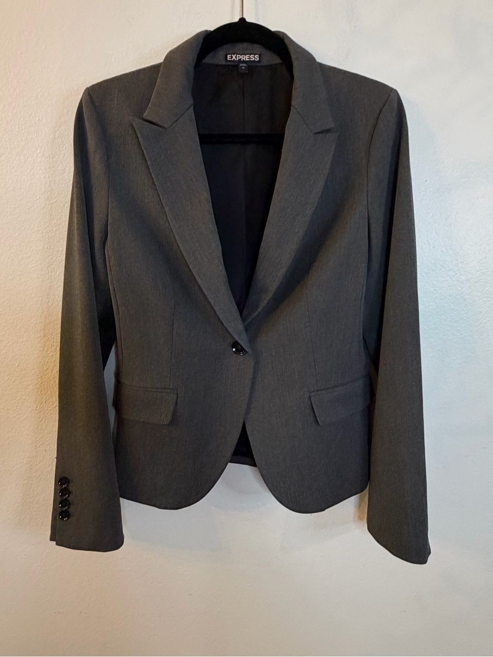 Express Blazer Jacket Gray Size 10 Career Professional Double Vent Single Button